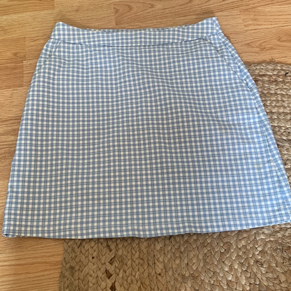Plad blue and white skirt with pockets